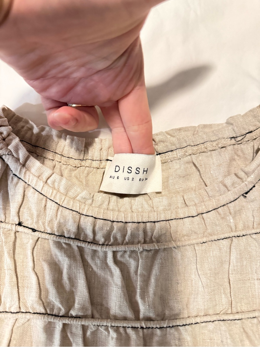 DISSH Natural Davina Shirred Linen Top - Picture 6 of 6